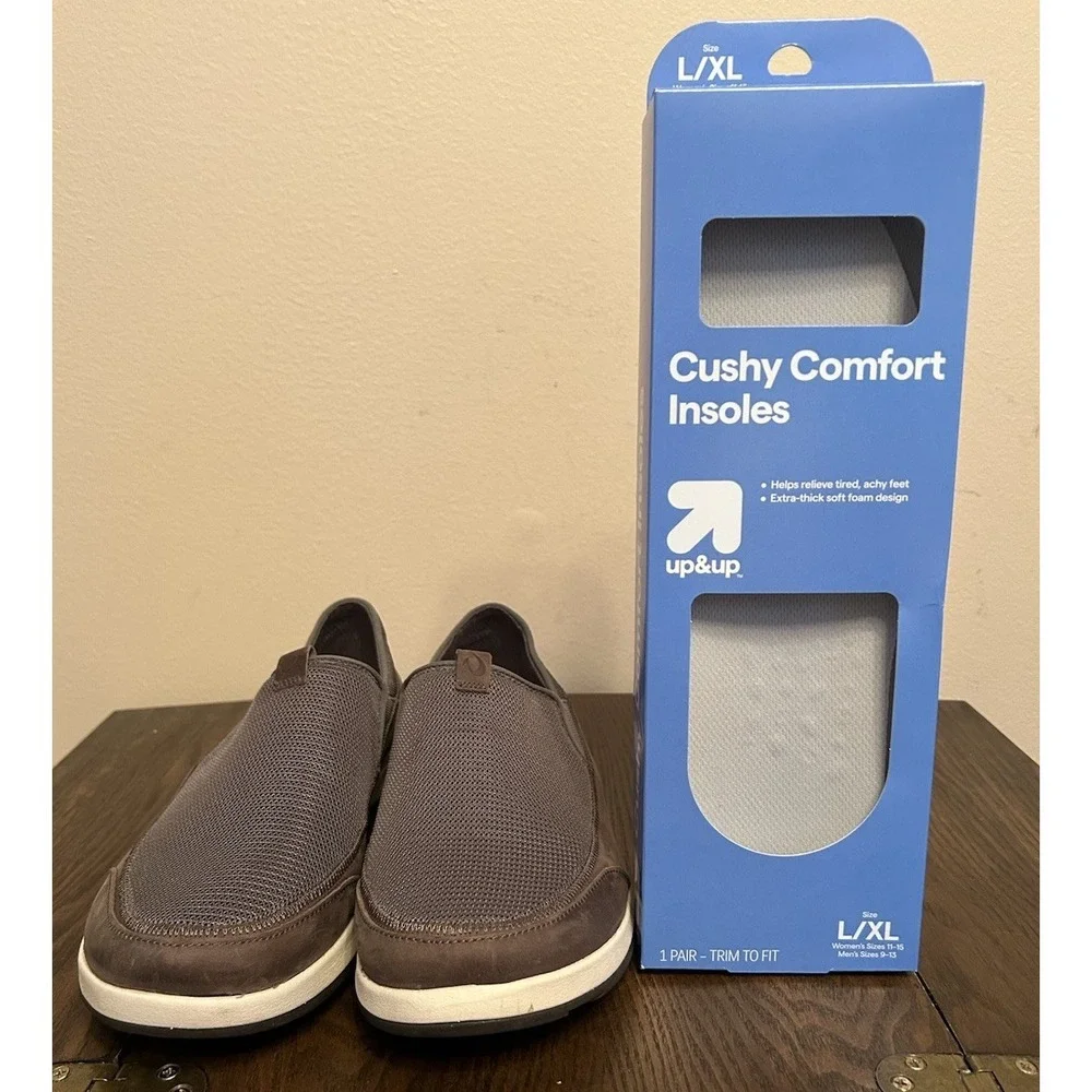 Olukai Men's Makia Slip-on Sneaker Charcoal/Charcoal Size 11 New INSOLES